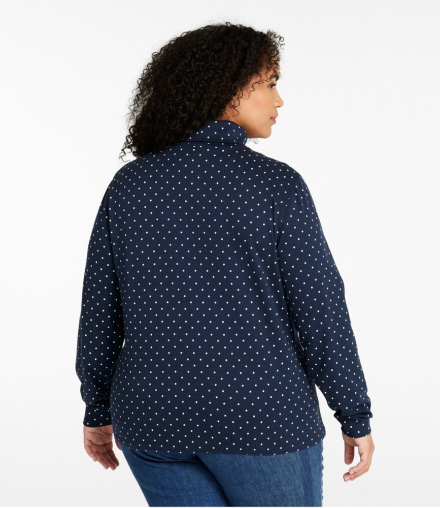 Women's L.L.Bean Interlock Turtleneck, Long-Sleeve Allover Print, Navy Dot, small image number 3