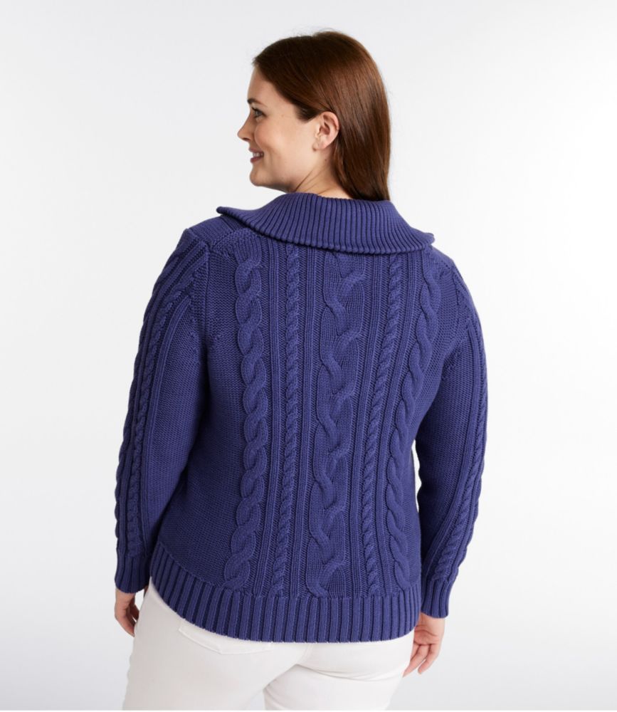 Women's Double L® Cable Sweater, Quarter-Zip, Bone, small image number 3