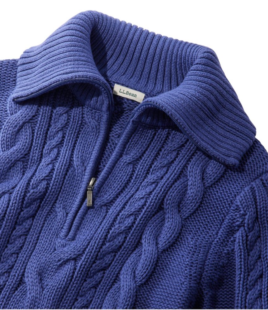 Women's Double L® Cable Sweater, Quarter-Zip, Bone, small image number 4