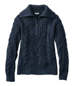 Women's Double L® Cable Sweater, Quarter-Zip