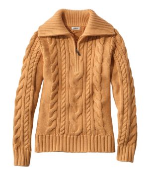 Women's Double L® Cable Sweater, Quarter-Zip