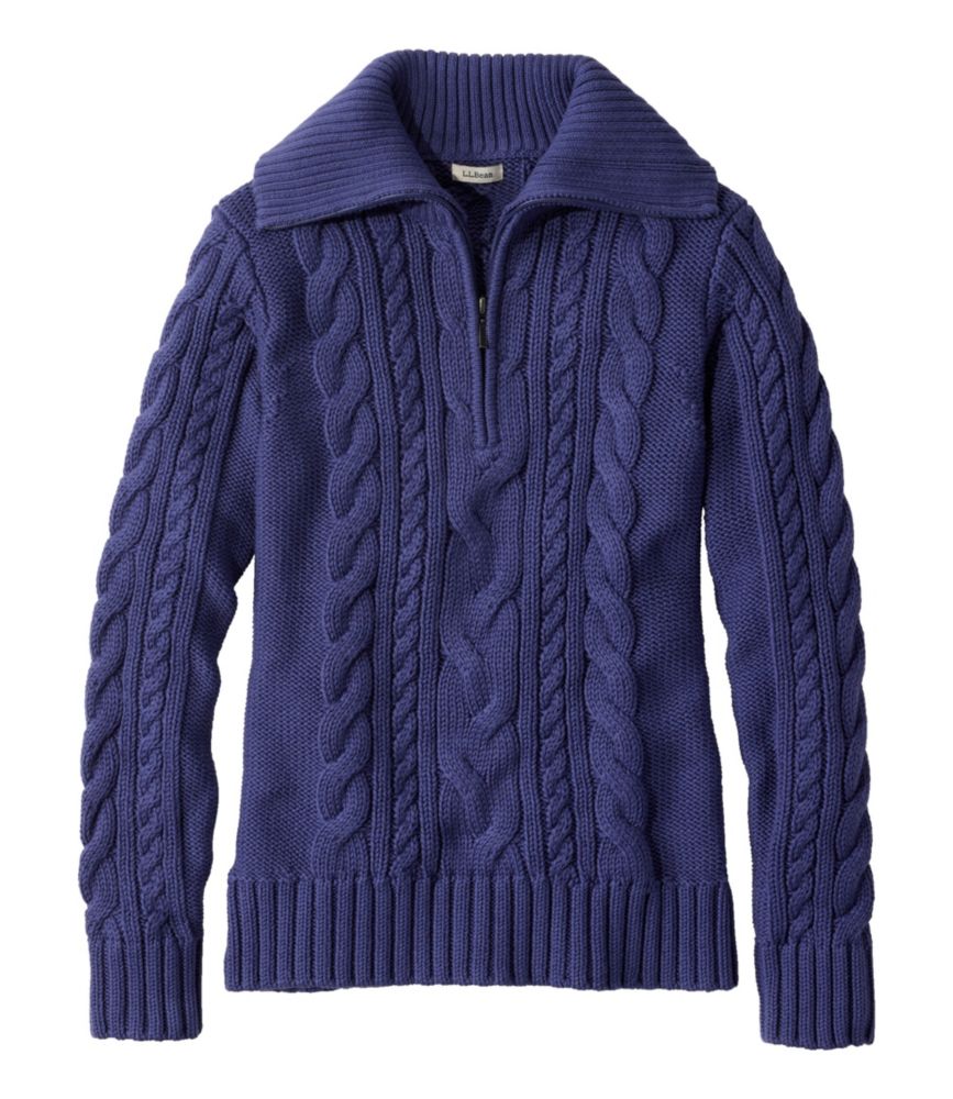 Women's Double L® Cable Sweater, Quarter-Zip