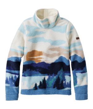 Women's Cozy Cottage Fleece, Funnelneck Pullover Landscape Print