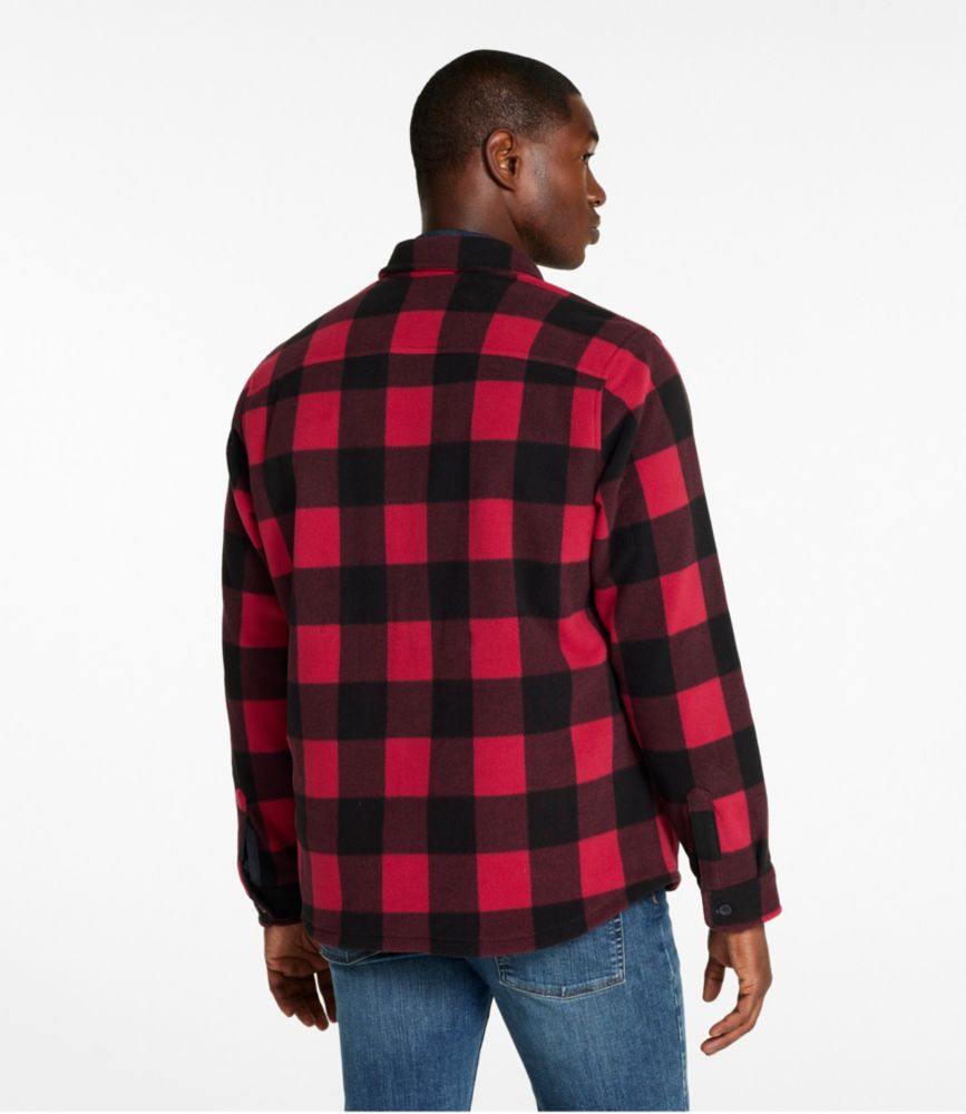 Men's Bean's Mariner Fleece Shirt, Print, Deep Red/Classic Black, small image number 3