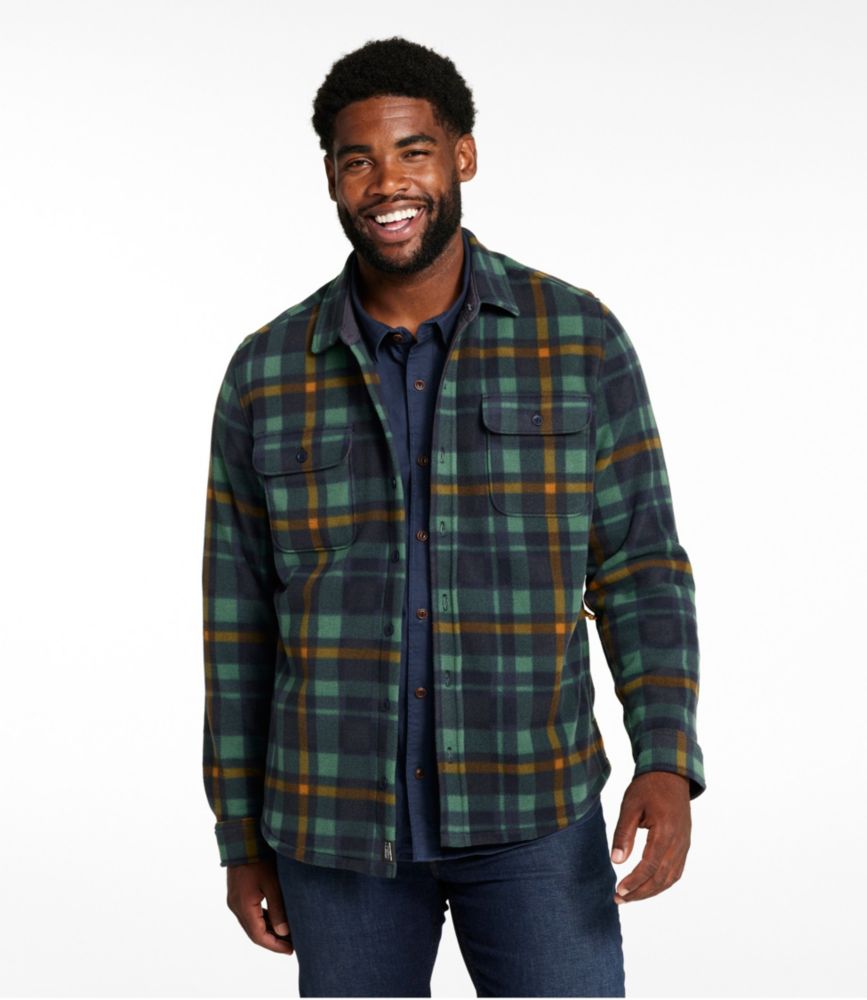 Men's Bean's Mariner Fleece Shirt, Print, Deep Green, small image number 4