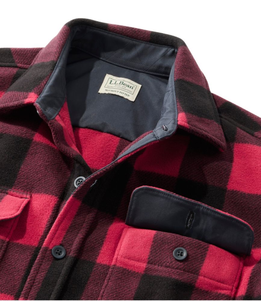 Men's Bean's Mariner Fleece Shirt, Print, Deep Red/Classic Black, small image number 6