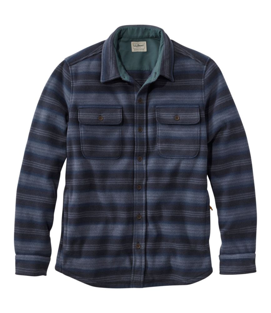 Men's Bean's Mariner Fleece Shirt, Print, Dark Navy Stripe, small image number 1