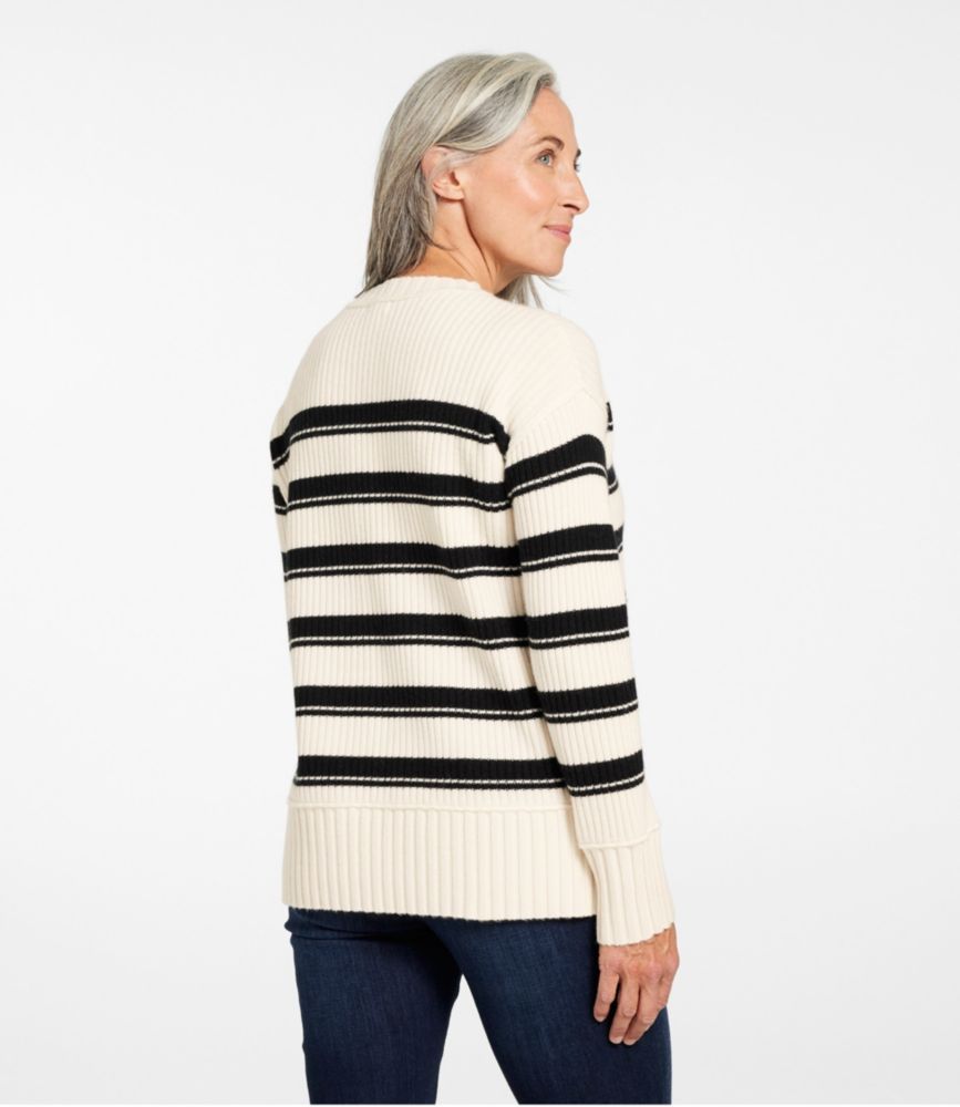 Women's Heritage Heirloom Wool/Cashmere Sweater, Crewneck Stripe, Cream/Black, small image number 3