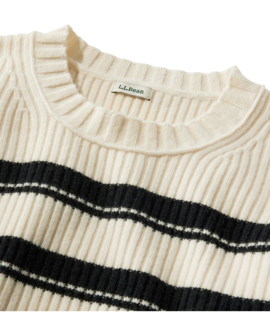 Women's Heritage Heirloom Wool/Cashmere Sweater, Crewneck Stripe, Cream/Black, small image number 4