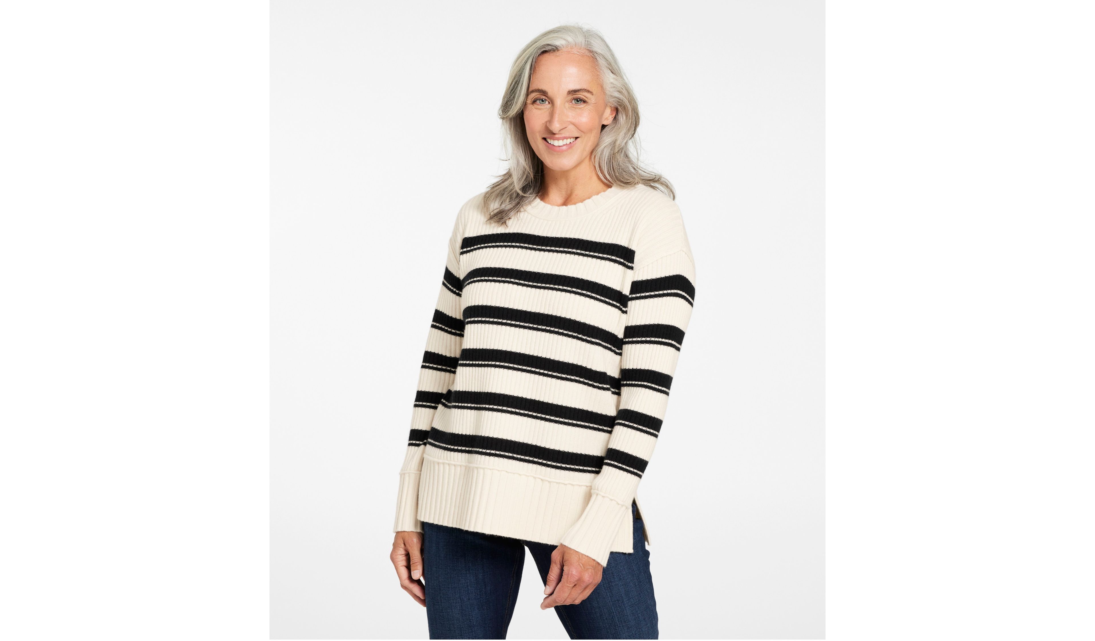 Women's Heritage Heirloom Wool/Cashmere Sweater, Crewneck Stripe