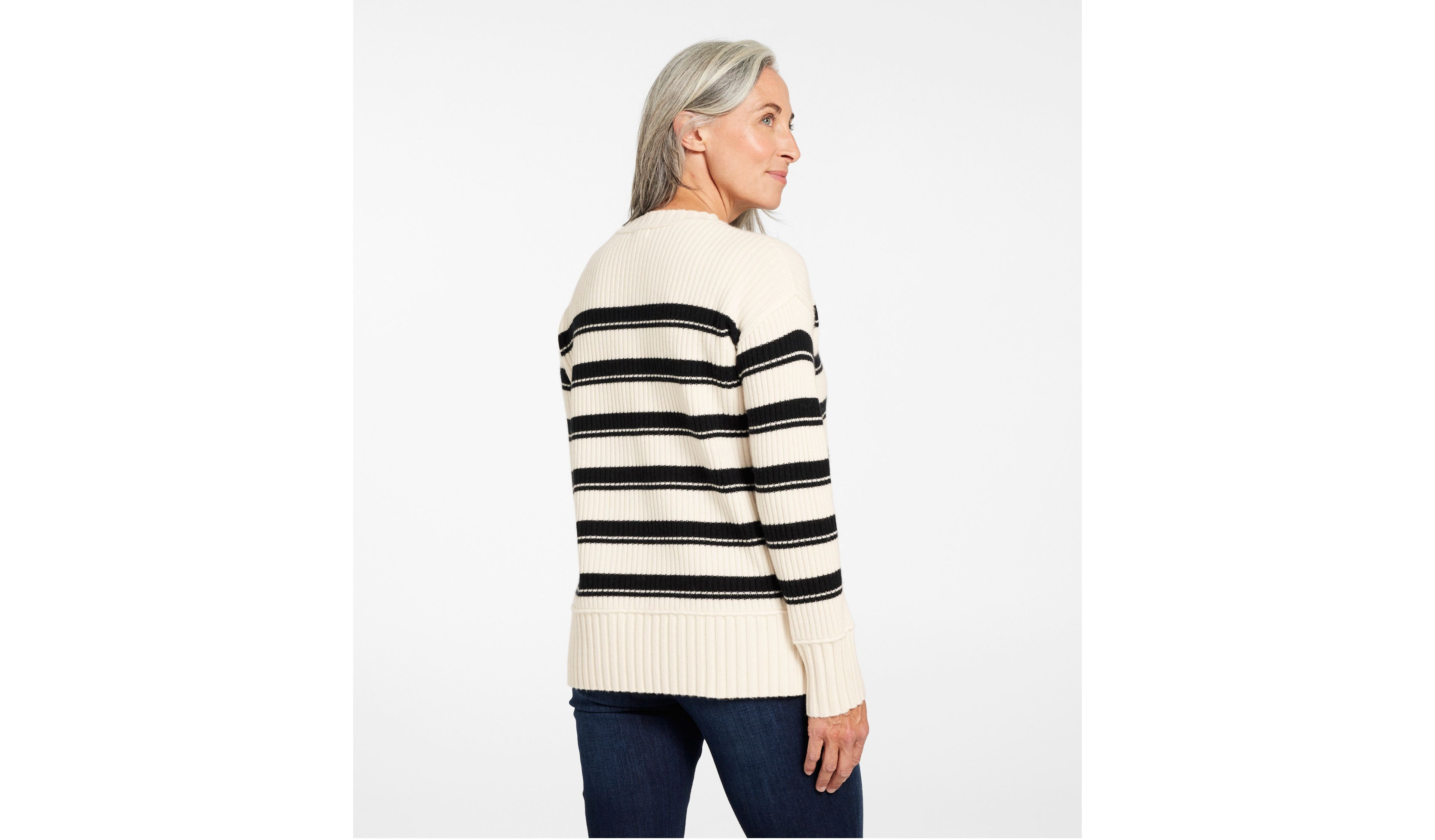 Women's Heritage Heirloom Wool/Cashmere Sweater, Crewneck Stripe
