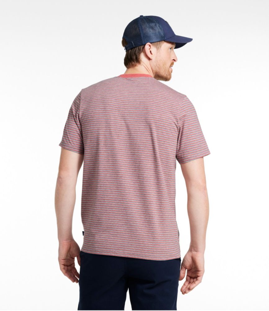 Men's Comfort Stretch Performance® Pima Pocket Tee, Short-Sleeve, Stripe, Mineral Red, small image number 3