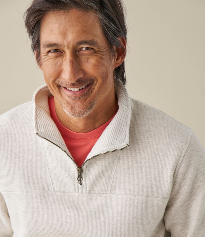 Men's All Seasons Textured Sweats, Quarter-Zip, Silver Birch Heather, small image number 8