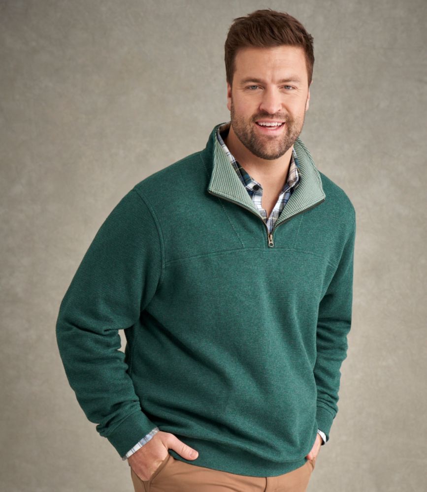 Men's All Seasons Textured Sweats, Quarter-Zip, Cadet Blue Heather, small image number 13