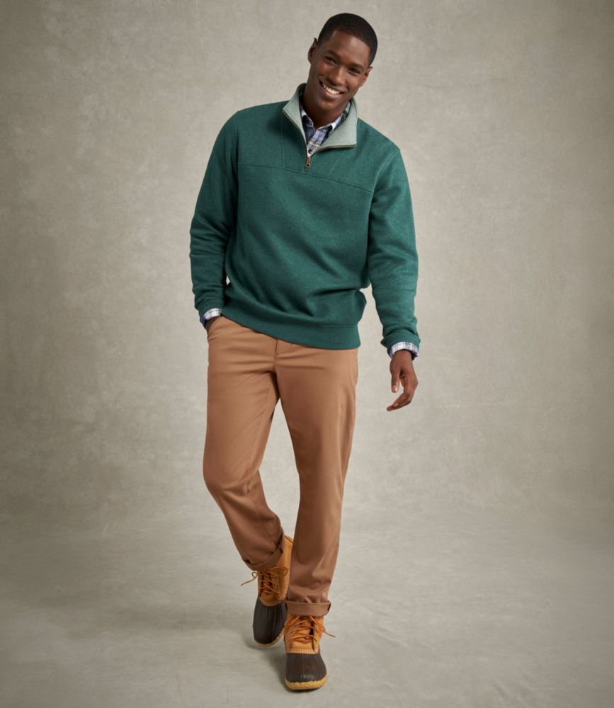 Men's All Seasons Textured Sweats, Quarter-Zip, Cadet Blue Heather, small image number 14