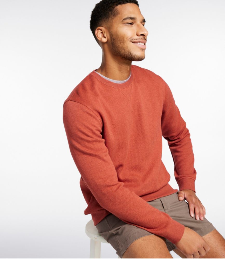 Men's All Seasons Textured Sweats, Crewneck, Faded Redwood Heather, small image number 2