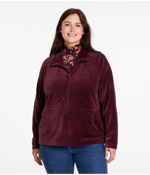 Women's Soft Stretch Corduroy Pullover, Half-Zip