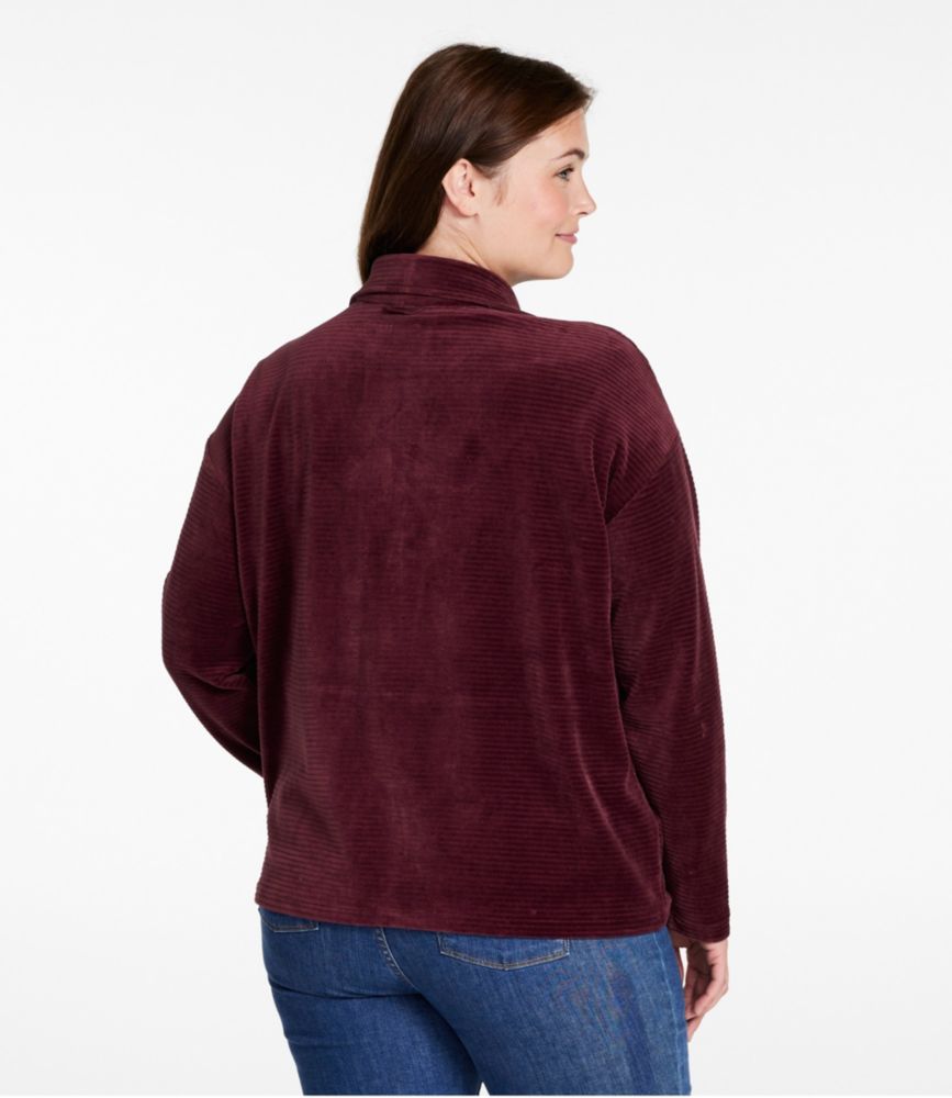 Women's Soft Stretch Corduroy Pullover, Half-Zip, Dark Indigo, small image number 3