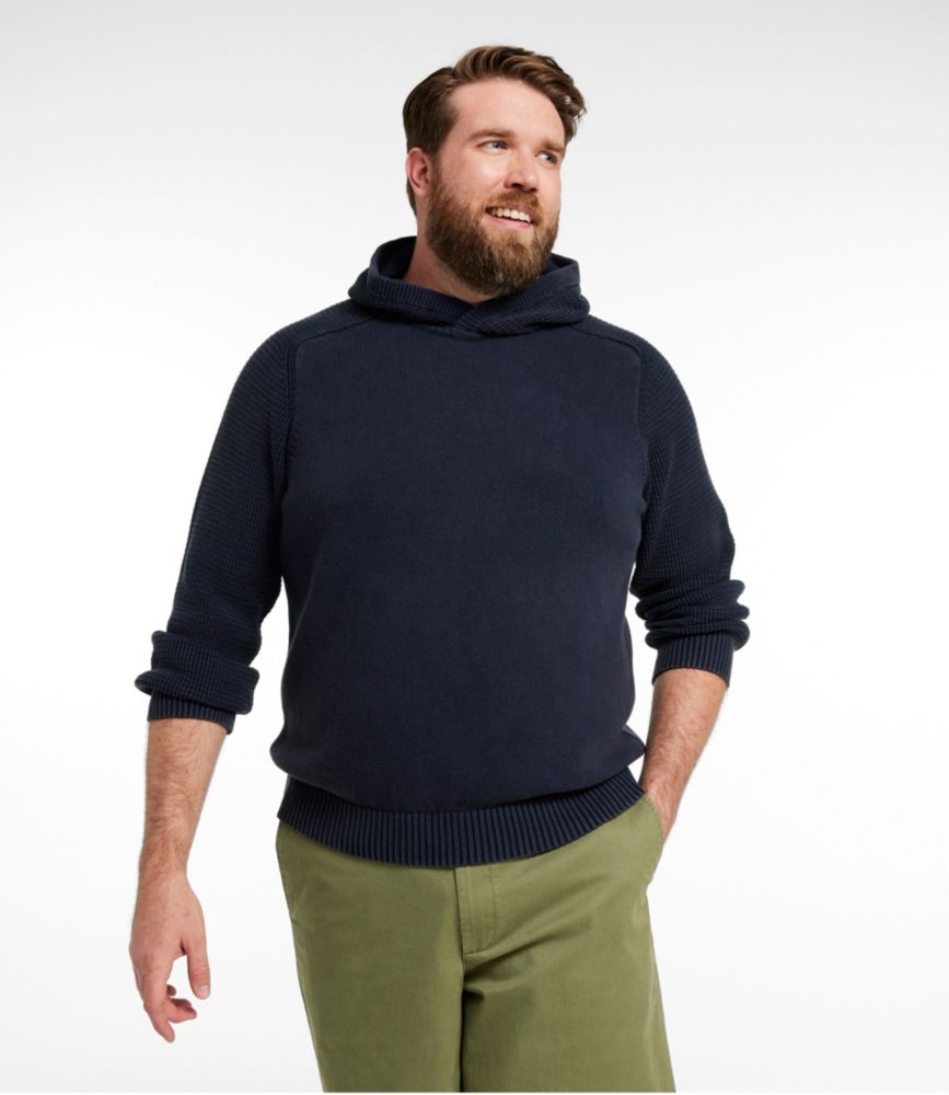 Men's Sunwashed Textured Cotton Sweater, Hoodie, Oyster Shell, small image number 4