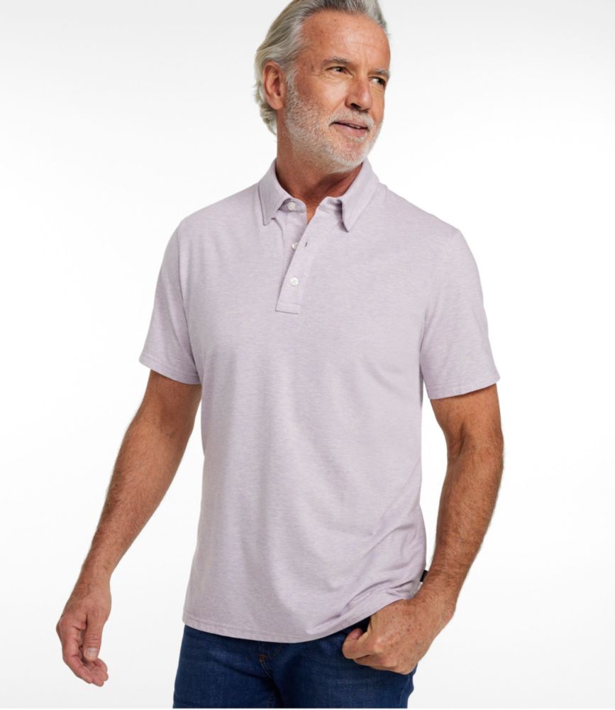 Men's Comfort Stretch Performance® Pima Polo, Short-Sleeve, Soft Juniper Heather, small image number 2