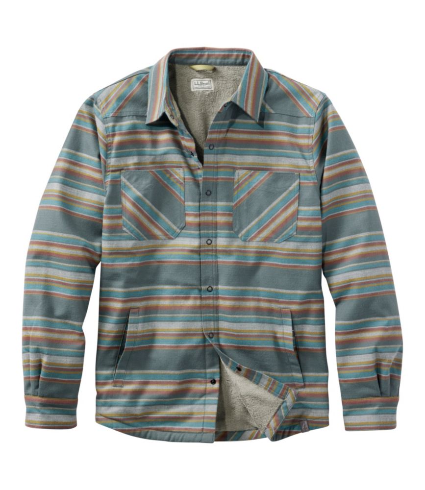 Men's Katahdin Performance Flannel Shirt-Jacket, Hi-Pile Fleece-Lined Stripe, Balsam Stripe, small image number 1