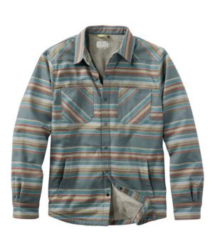 Men's Katahdin Performance Flannel Shirt-Jacket, Hi-Pile Fleece-Lined Stripe, New