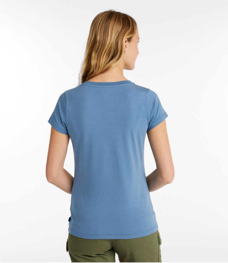 Women's Soft Stretch Supima-Blend Tee, Short-Sleeve V-Neck, Bayside Blue, small image number 3
