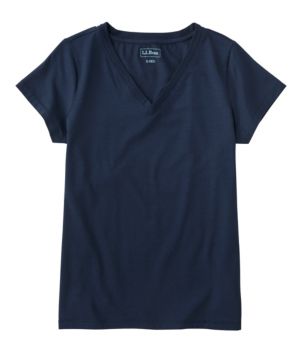Women's Soft Stretch Supima-Blend Tee, Short-Sleeve V-Neck