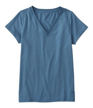 Women's Soft Stretch Supima-Blend Tee, Short-Sleeve V-Neck, New