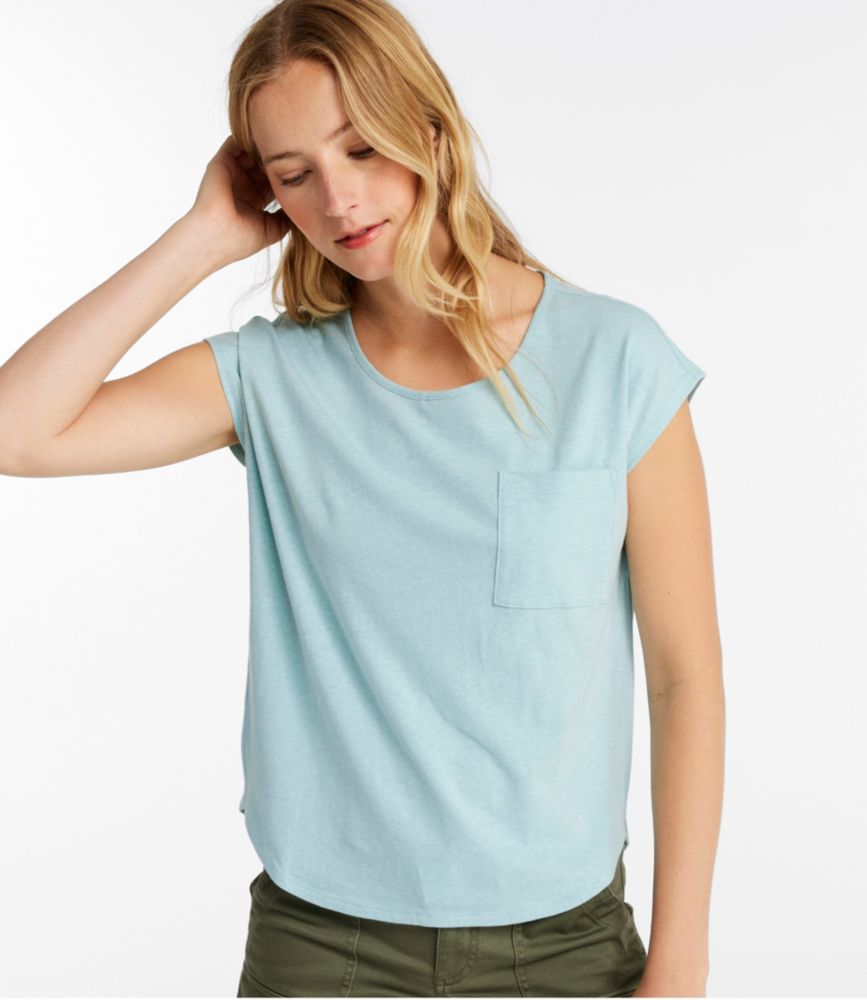 Women's Linen/Cotton Tee, Short-Sleeve Scoopneck