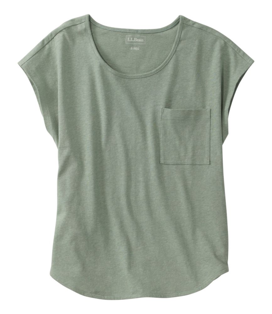 Women's Linen/Cotton Tee, Short-Sleeve Scoopneck, Faded Sage, small image number 1