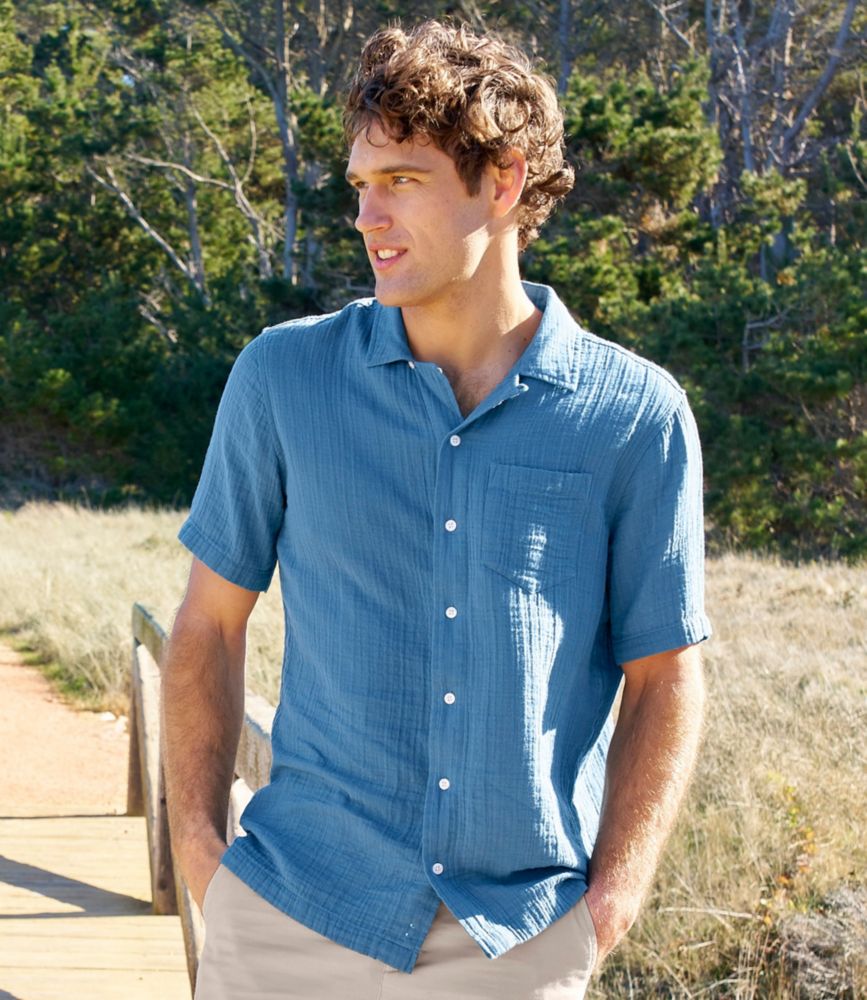 Men's Cloud Gauze Shirt, Short-Sleeve, Slightly Fitted Untucked Fit, Dark Black, small image number 8