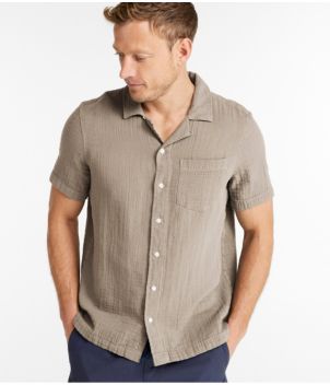 Men's Cloud Gauze Shirt, Short-Sleeve, Slightly Fitted Untucked Fit, New