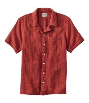 Men's Cloud Gauze Shirt, Short-Sleeve, Slightly Fitted Untucked Fit, New