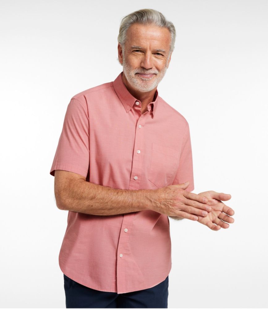 Men's Comfort Stretch Performance® Shirt, Short-Sleeve, Slightly Fitted Untucked Fit, Mineral Red, small image number 7