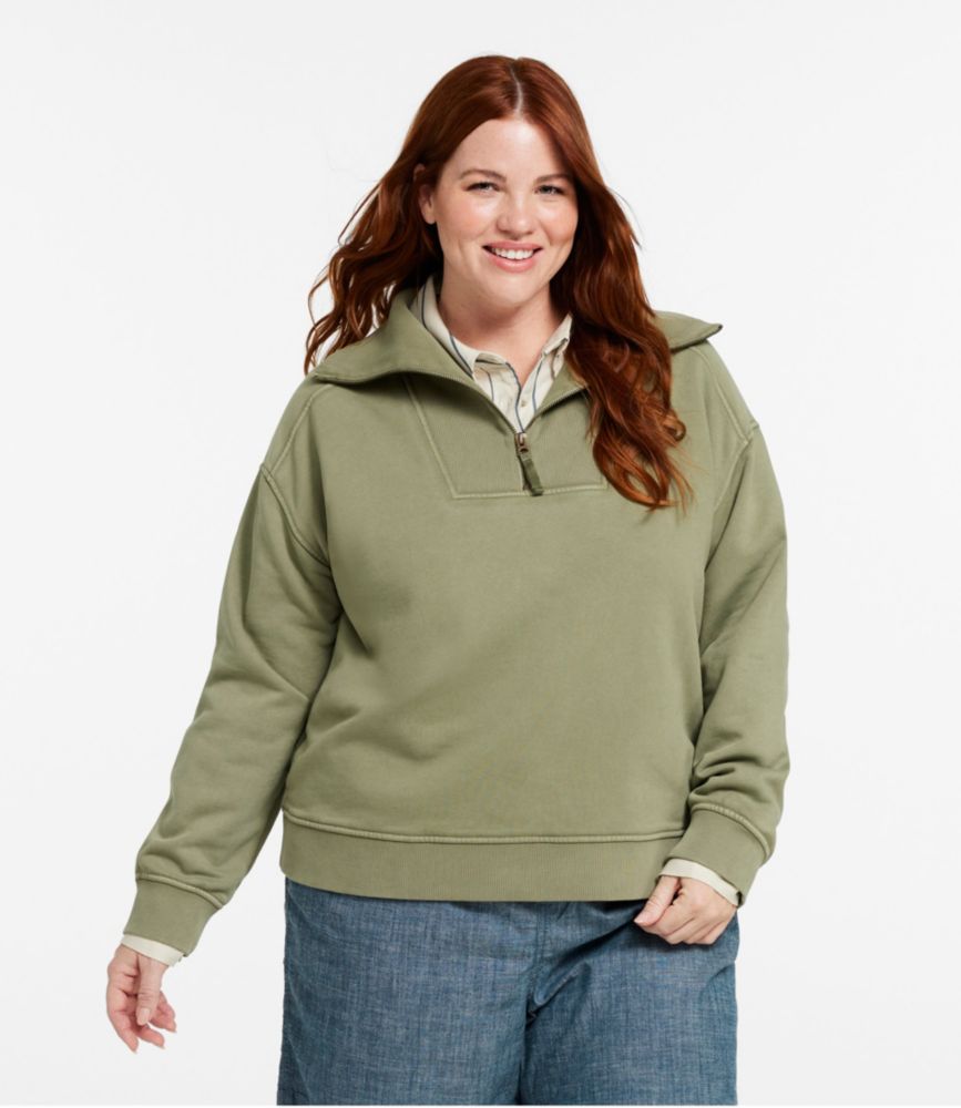 Women's Sunwashed Sweats, Quarter-Zip, Classic Navy, small image number 7