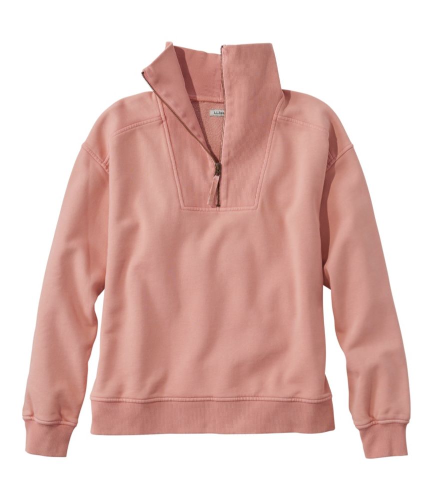 Women's Sunwashed Sweats, Quarter-Zip, Adobe Rose, small image number 1