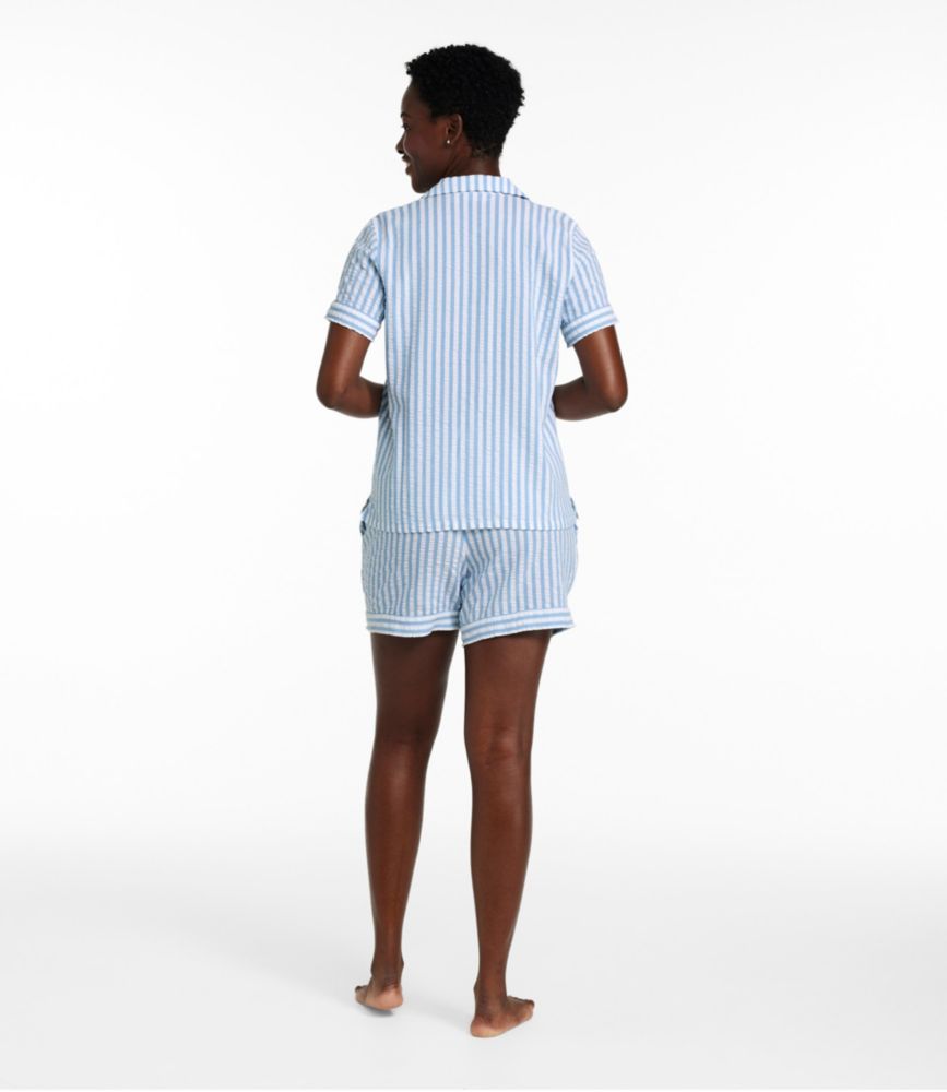 Women's Bean's Seacoast Seersucker Short Set, Brightwater Blue Plaid, small image number 3