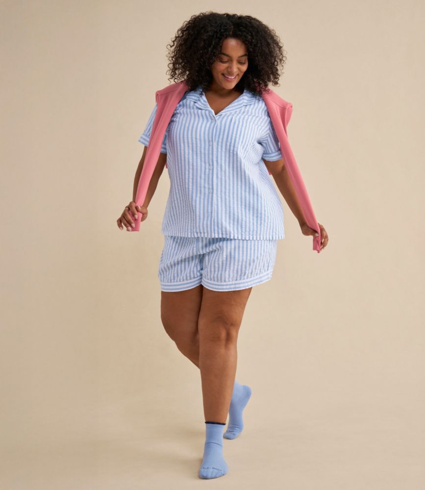 Women's Bean's Seacoast Seersucker Short Set, Classic Navy Gingham, small image number 6