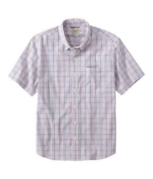 Men's Comfort Stretch Performance® Shirt, Short-Sleeve, Slightly Fitted Untucked Fit, Plaid, New