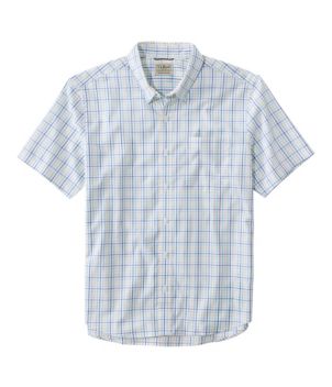 Men's Comfort Stretch Performance® Shirt, Short-Sleeve, Slightly Fitted Untucked Fit, Plaid, New