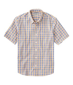 Men's Comfort Stretch Performance® Shirt, Short-Sleeve, Slightly Fitted Untucked Fit, Plaid