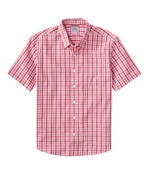 Men's Comfort Stretch Performance® Shirt, Short-Sleeve, Slightly Fitted Untucked Fit, Plaid, New