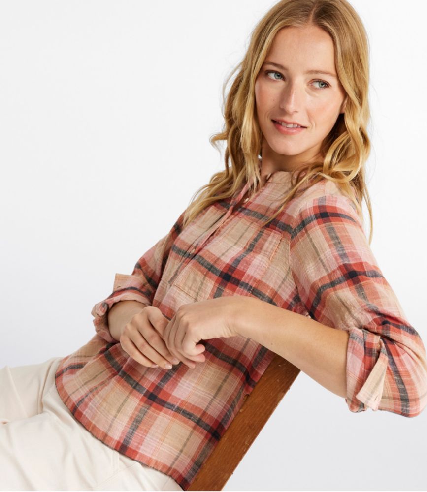 Women's L.L.Bean Day Breeze Shirt, Long-Sleeve Collarless, Adobe Rose, small image number 2