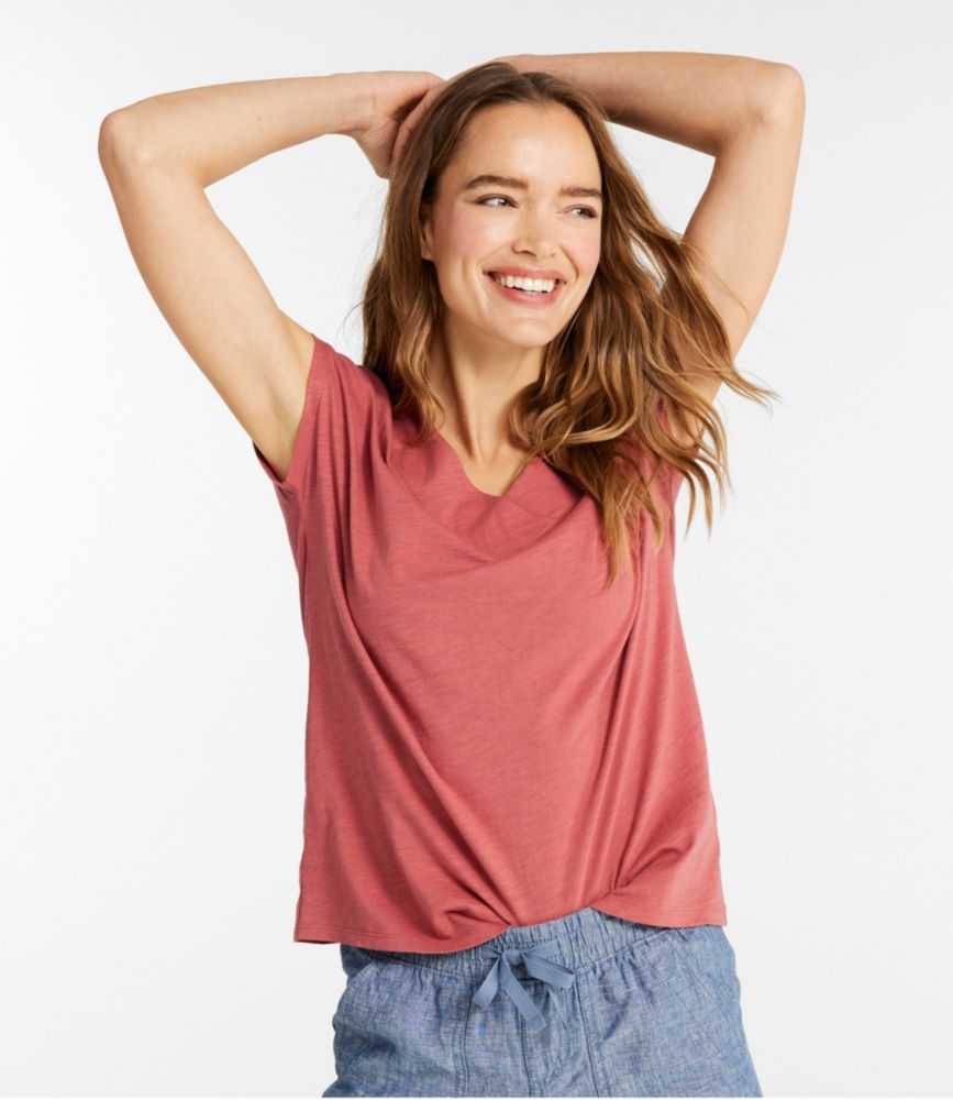 Women's Organic Cotton Tee, V-Neck Cap-Sleeve