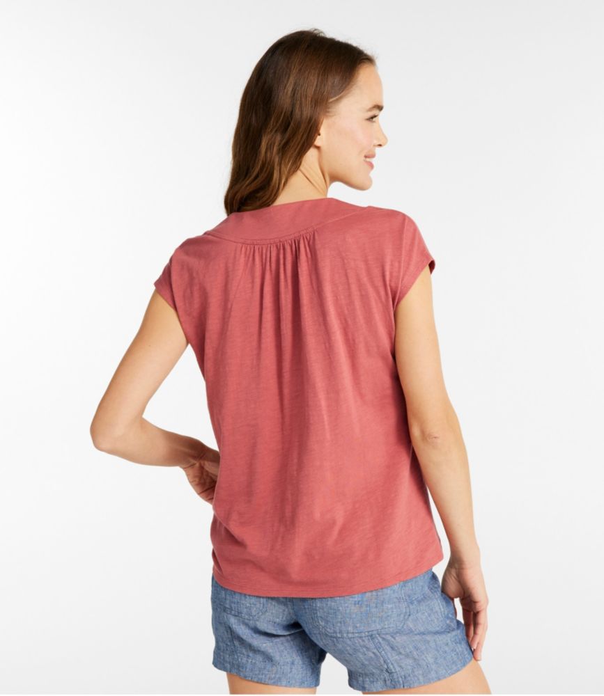 Women's Organic Cotton Tee, V-Neck Cap-Sleeve, Bay Leaf, small image number 3