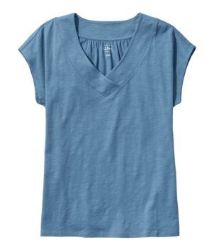 Women's Organic Cotton Tee, V-Neck Cap-Sleeve