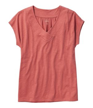 Women's Organic Cotton Tee, V-Neck Cap-Sleeve