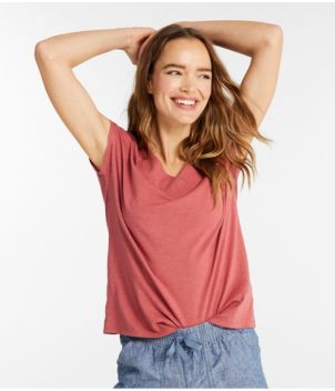 Women's Organic Cotton Tee, V-Neck Cap-Sleeve, New