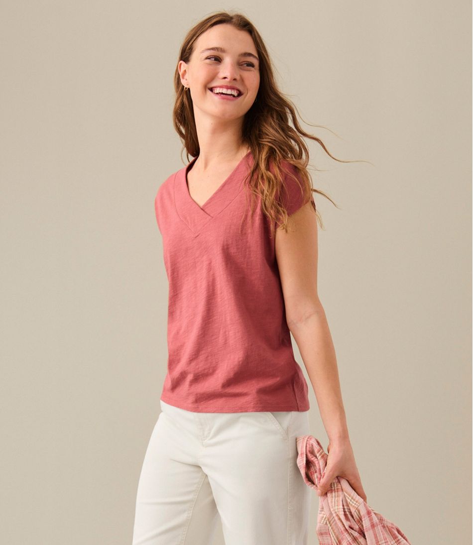 Women's Organic Cotton Tee, V-Neck Cap-Sleeve Women's Organic Cotton Tee, V-Neck Cap-Sleeve